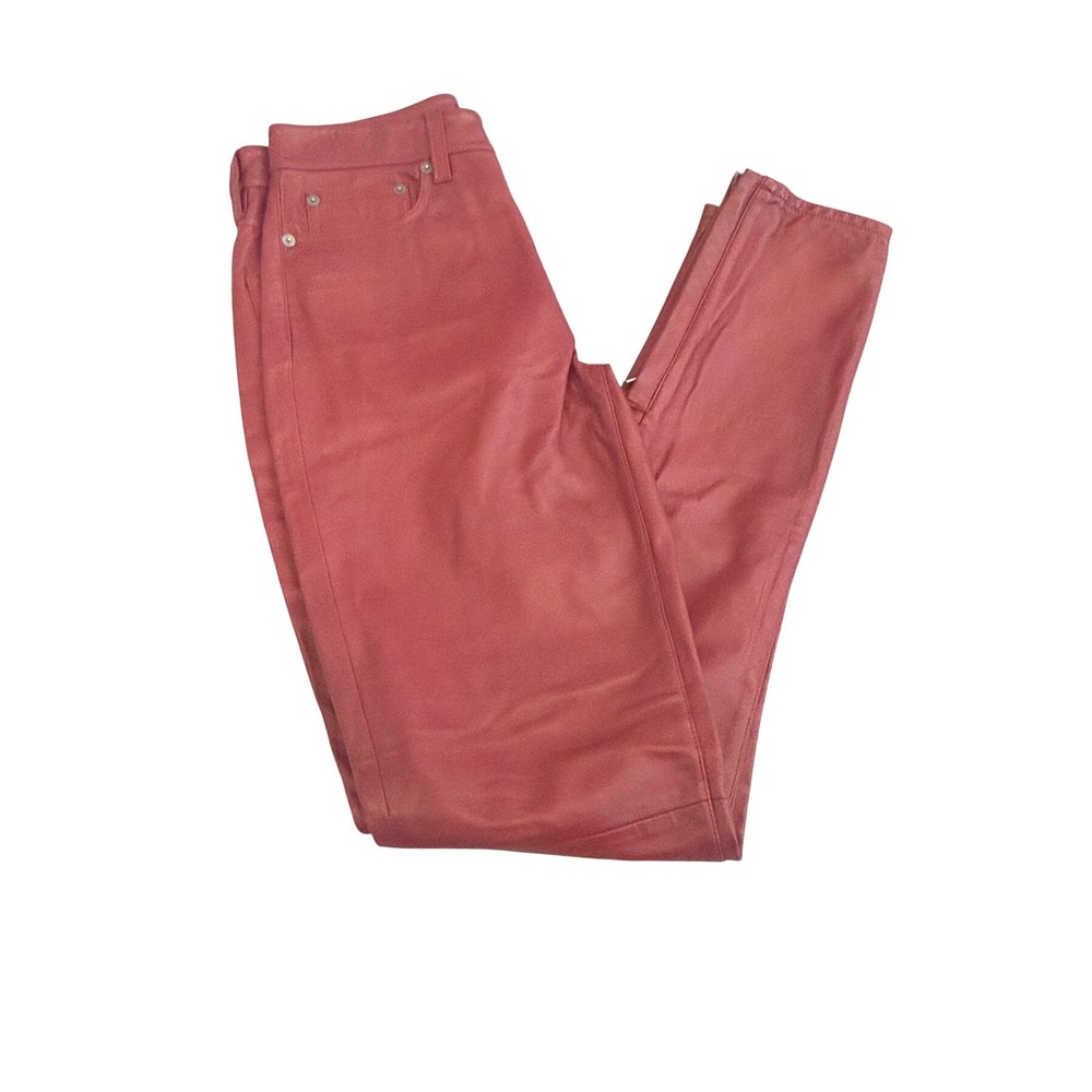 Ralph Lauren Women's Red‎ Leather Skinny Pants Ankle Zip Women's Size 2